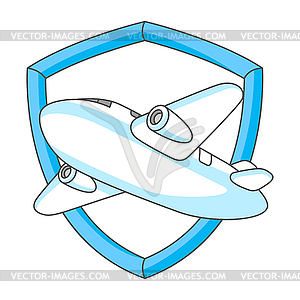 Flight insurance airplane. Travel and tourism item - vector image