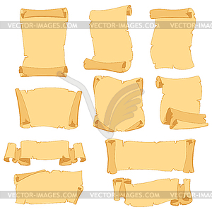 Vintage scrolls set. papyrus or paper ancient - vector clip art