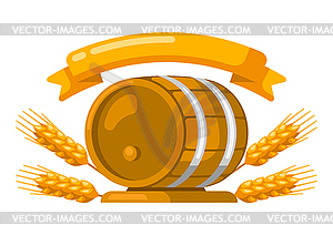 Emblem with beer objects. Beer festival or - color vector clipart