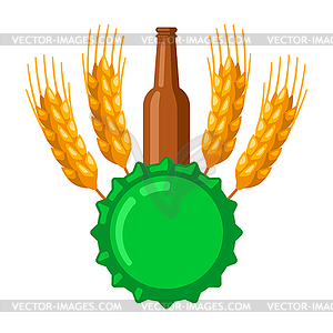Emblem with beer objects. Beer festival or - vector image
