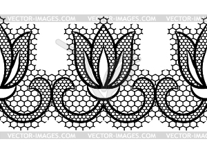 Lace floral pattern. Seamless border with flowers - vector clipart