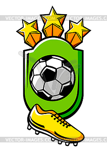 Emblem with soccer symbols. Football club label. - vector clip art