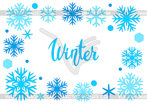 Winter frame with snowflakes. Merry Christmas and - vector clip art