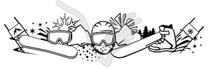 Background with snowboarding items. Winter sport  - vector image