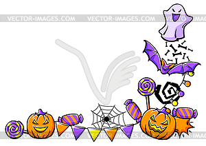 Happy Halloween card. Holiday background with - vector image