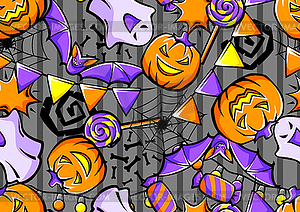 Happy Halloween pattern. Holiday background with - vector image