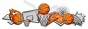 Background with basketball items. Sport club  - vector image