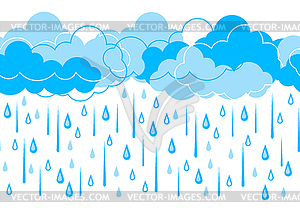 Pattern with clouds and rain. Stylized background - vector image