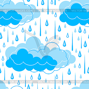 Узор с облаками и дождем. Стилизованный фон - векторное изображение