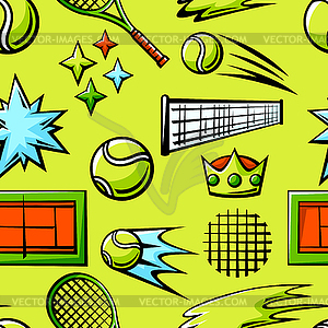 Pattern with tennis items. Sport club  - vector clip art