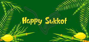 Happy Sukkot greeting card. Holiday background - vector clipart / vector image