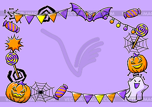 Happy Halloween frame. Holiday background with - vector image