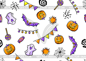 Счастливый узор на Хэллоуин. Праздничный фон с - векторизованное изображение