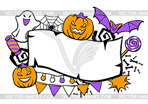 Happy Halloween card. Holiday background with - vector image