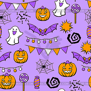 Happy Halloween pattern. Holiday background with - vector clipart