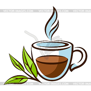 Cup with black tea. traditional drink - vector image