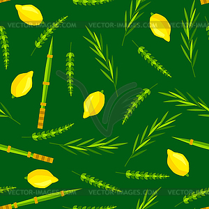 Happy Sukkot seamless pattern. Holiday background - color vector clipart