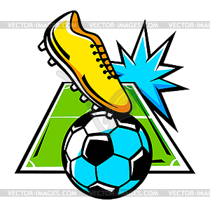 Emblem with soccer symbols. Football club label. - vector image