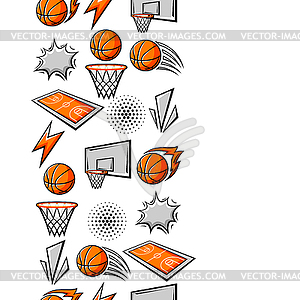 Pattern with basketball items. Sport club  - vector clip art