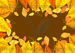 Рамка с осенними листьями. с разнообразной листвой - векторизованное изображение