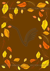 Frame with autumn leaves. with various foliage - vector clip art