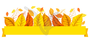 Фон с осенними листьями. с разнообразной листвой - векторное изображение