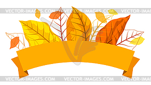 Фон с осенними листьями. с разнообразной листвой - изображение векторного клипарта