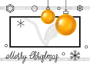 Merry Christmas frame design. Holiday in linear - vector clip art