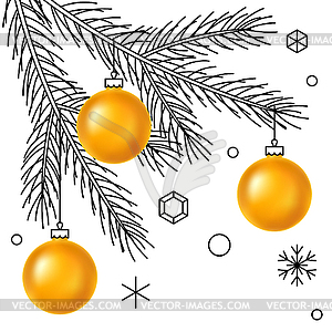 Merry Christmas greeting card. Holiday gold glass - vector clip art