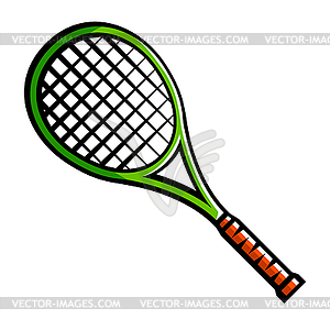 Теннисная ракетка . Предмет или символ спортивного клуба - векторный графический клипарт
