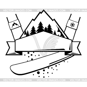 Эмблема с символикой сноуборда. Лабе для зимних видов спорта - стоковое векторное изображение
