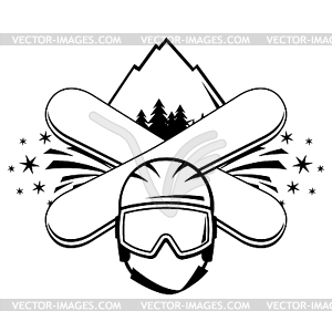 Emblem with snowboarding symbols. Winter sport labe - vector clipart