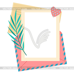 Letter in envelope. Romantic template with decor - vector image