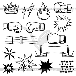 Set of boxing items. Box club . Sport image in - vector clip art