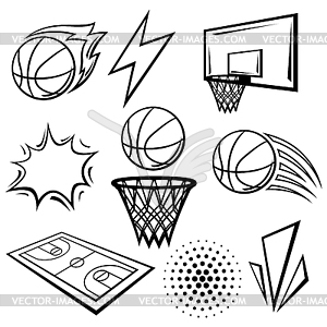 Set of basketball symbols. Sport club  - vector image