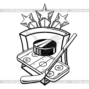 Emblem with hockey symbols. Sport club label or - vector EPS clipart