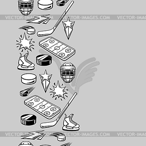 Pattern with hockey items. Sport club . Healthy - vector clipart