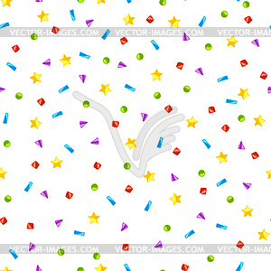 Цветной узор из конфетти. С Днем рождения и вечеринкой  - стоковый векторный клипарт