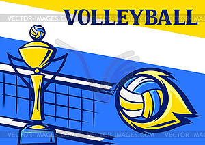 Background with volleyball items. Sport club  - vector clipart