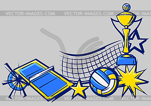 Background with volleyball items. Sport club  - vector image