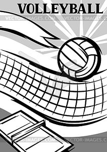 Background with volleyball items. Sport club  - vector clip art