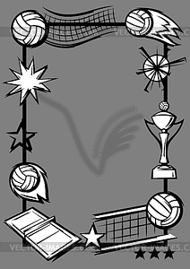 Frame with volleyball items. Sport club  - vector clipart