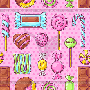 Pattern with candies and sweets. Background for - vector clipart