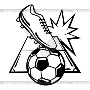 Emblem with soccer symbols. Football club label. - vector clip art