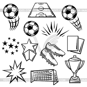 Набор футбольных символов. Футбольный клуб  - векторное графическое изображение