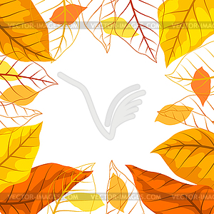 Frame with autumn leaves. with various foliage - vector image