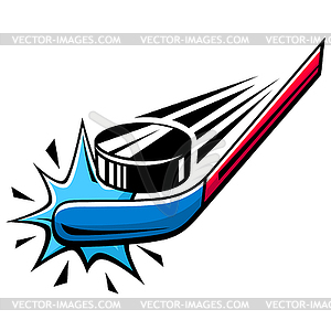 Emblem with hockey symbols. Sport club label or - vector clip art