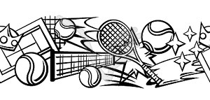 Pattern with tennis items. Sport club  - vector image