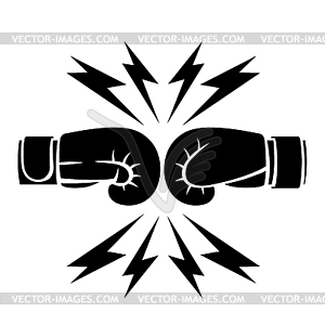 Emblem with boxing gloves. Box club label. Sport - vector clipart