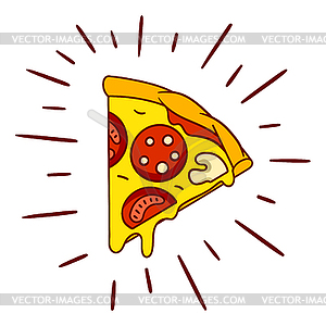 Tasty Italian pizza slice. Delicious fast food meal - vector EPS clipart